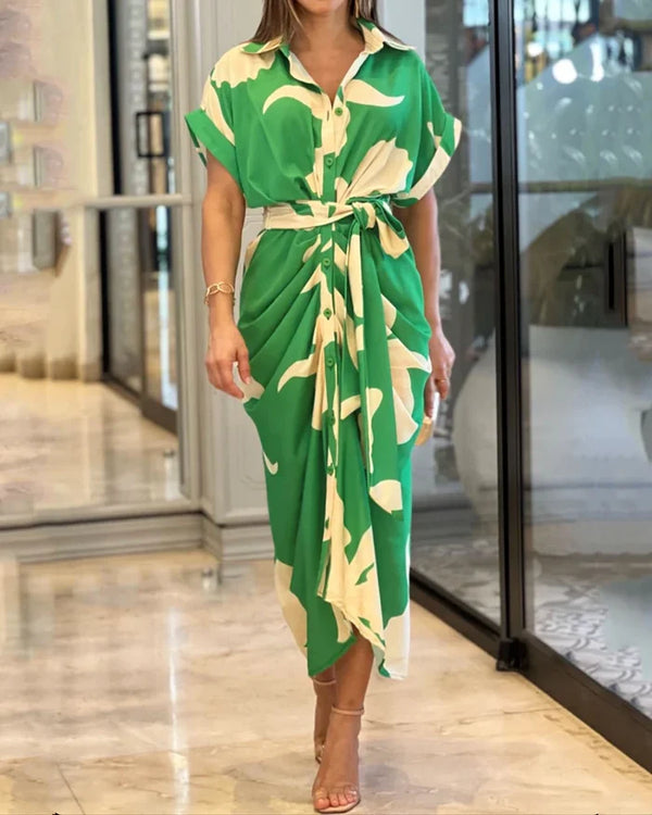 Rilena Kleid | Elegantes Kleid mit bedruckten Knöpfen im Vintage-Stil für den Sommer