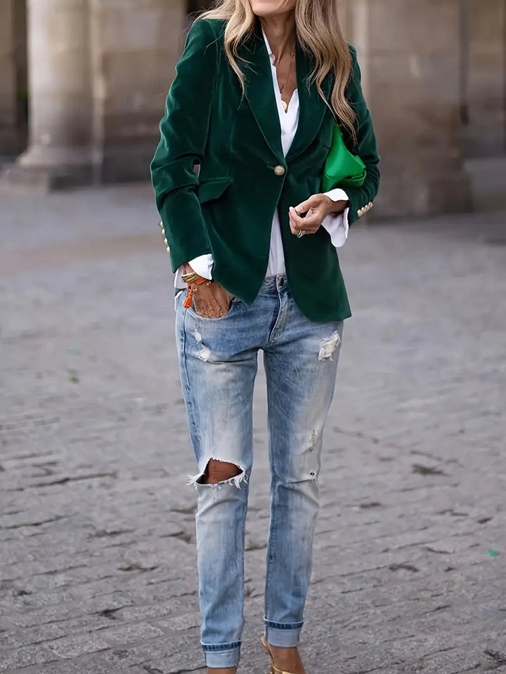 Blazer für Damen - Elegante Samt-Übergangsjacke