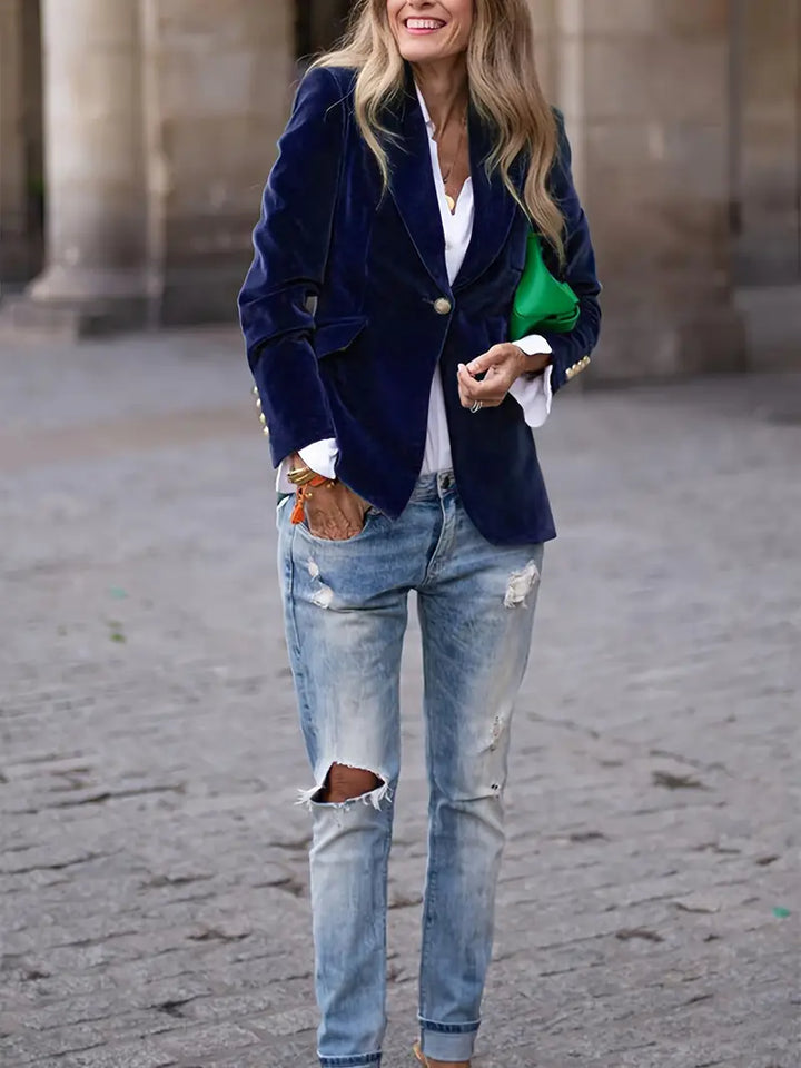 Blazer für Damen - Elegante Samt-Übergangsjacke
