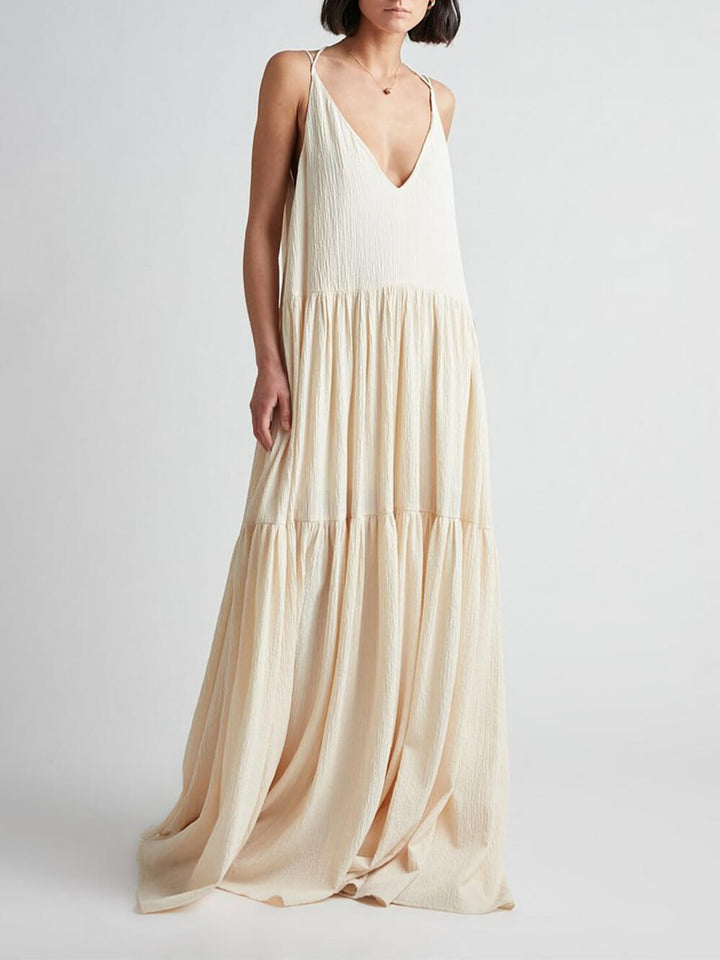 Sommerkleid für Damen - Luftiges Maxikleid mit V-Ausschnitt