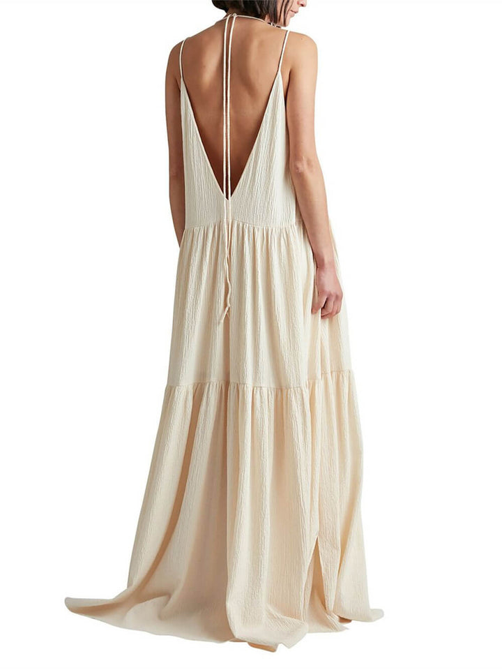 Sommerkleid für Damen - Luftiges Maxikleid mit V-Ausschnitt