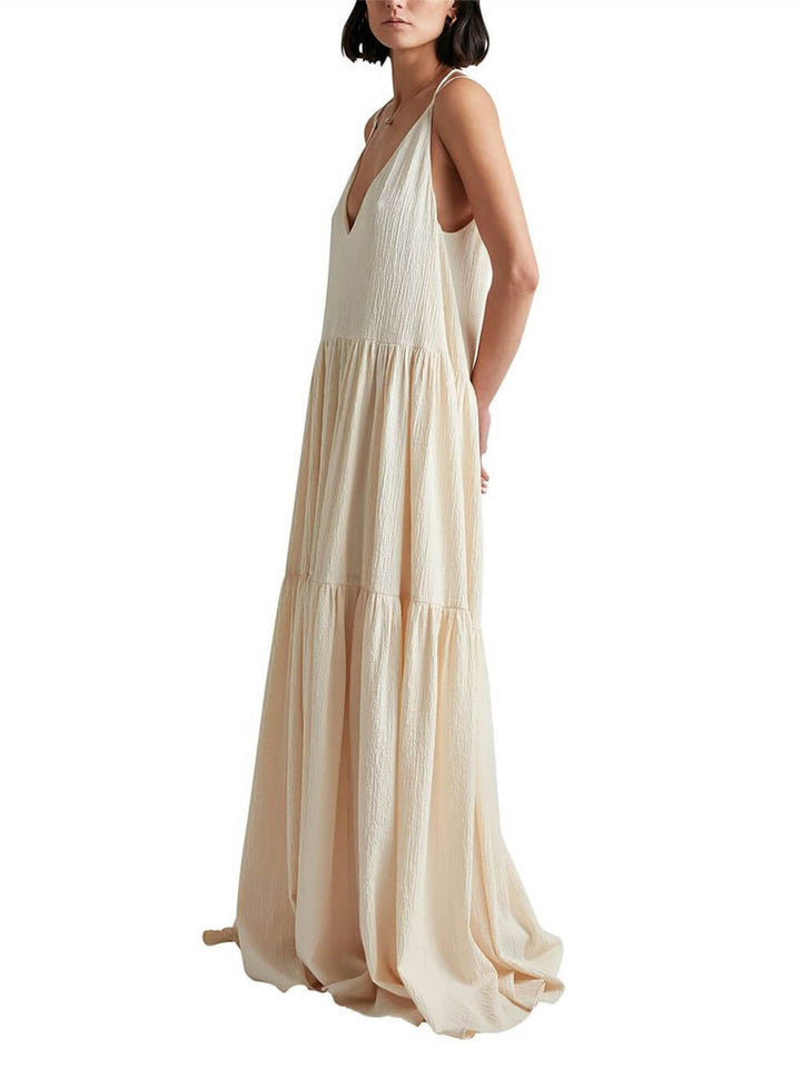 Sommerkleid für Damen - Luftiges Maxikleid mit V-Ausschnitt