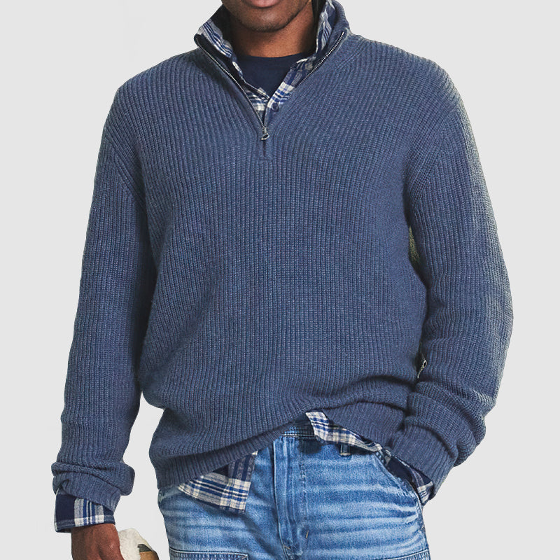Troyer für den Herbst - Business Casual Strick-Pullover mit Reißverschluss für Herren