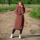 Luxe en warm vest met capuchon voor dames – extra lang