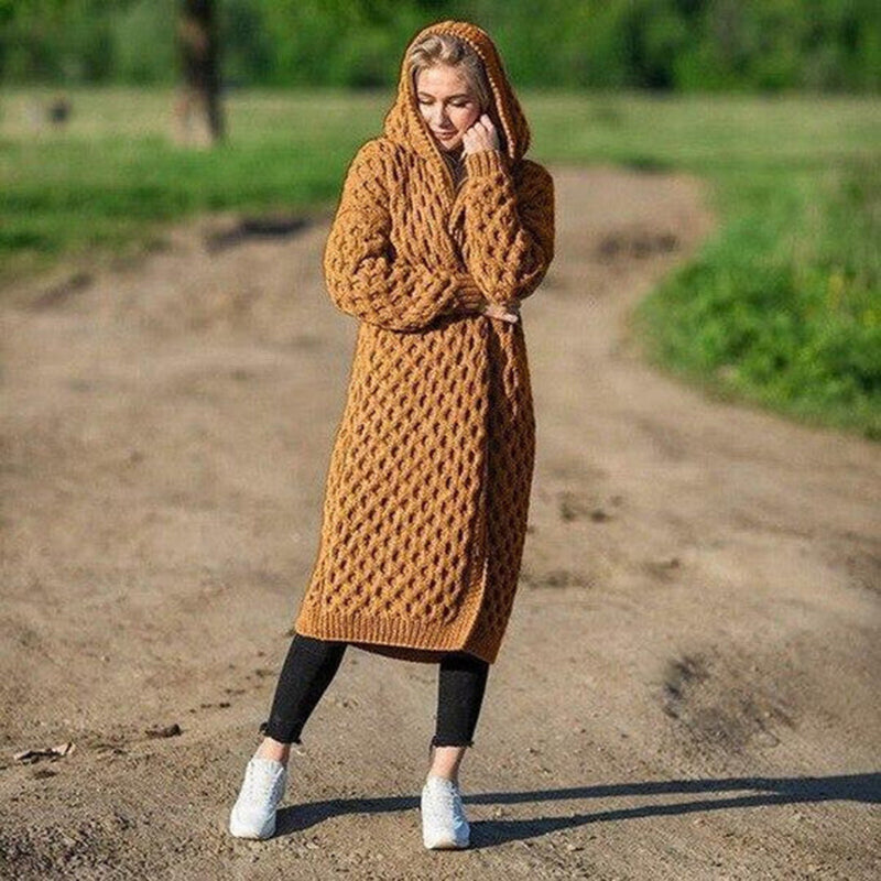 Luxe en warm vest met capuchon voor dames – extra lang