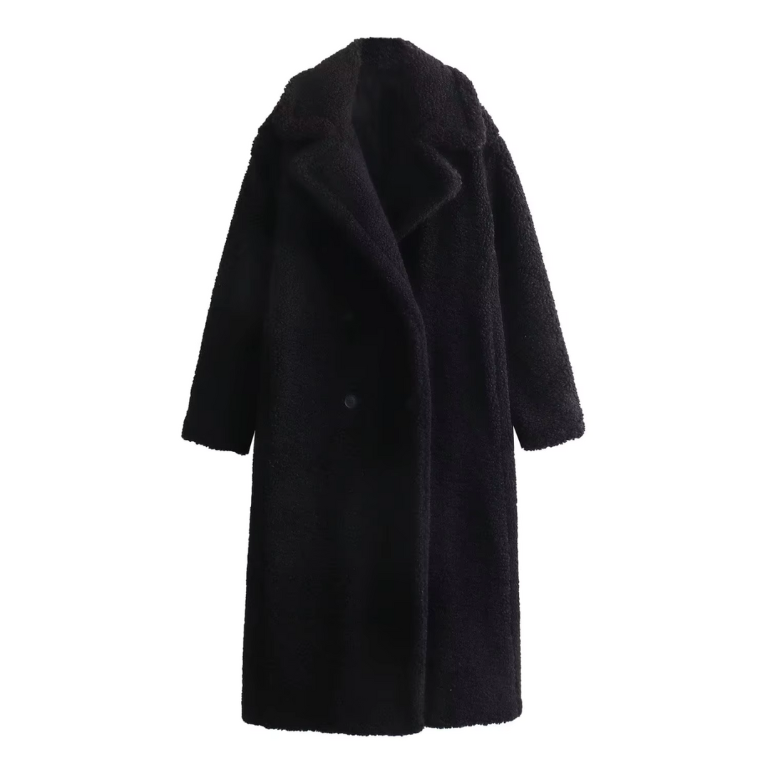 Fleecejacke für den kalte Tage - Stilvolle Lange Mantel mit Stehkrage für Damen