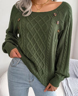 Jacqmu Pullover | Gestrickter eleganter Damen-Pullover mit Knöpfen und Rippenmotiv