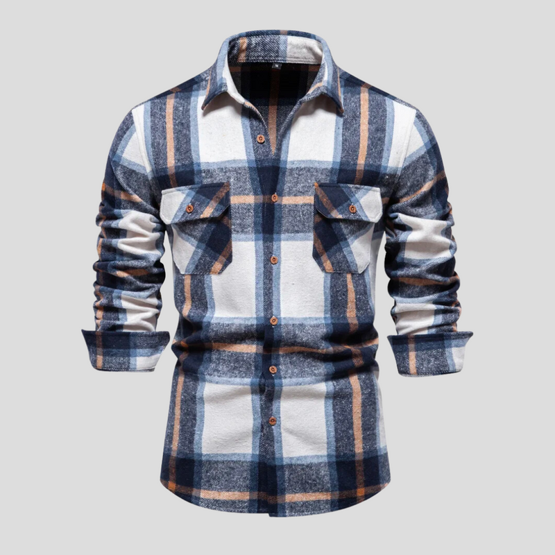 Lucian Casual Shirt | Modernes kariertes Herrenhemd mit Doppeltaschen