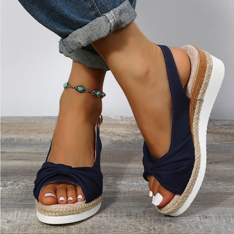 Sandaletten für Damen - Bequeme Plateau Sandalen mit Fußbett für Sommer