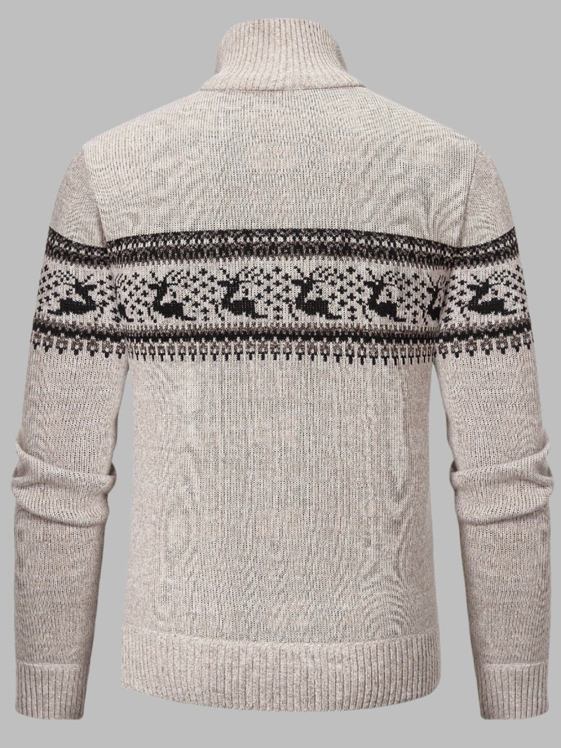 Dwayne Troyer | Norwegischer Strickpullover mit Reißverschluss für Herren