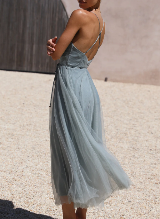 Josephine Elegantes Kleid | Sommer-Midikleid für Damen, rückenfrei und trägerlos