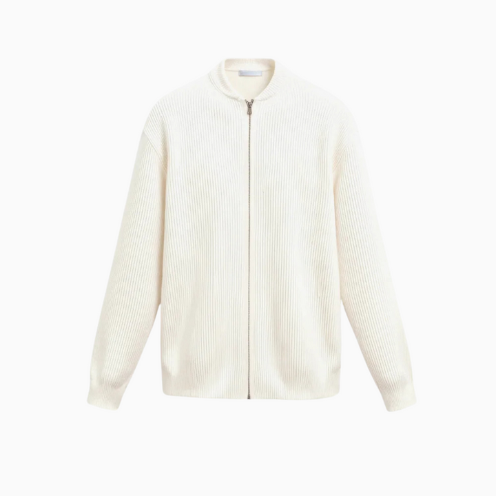 Weiße Strickjacke mit Reißverschluss für Männer