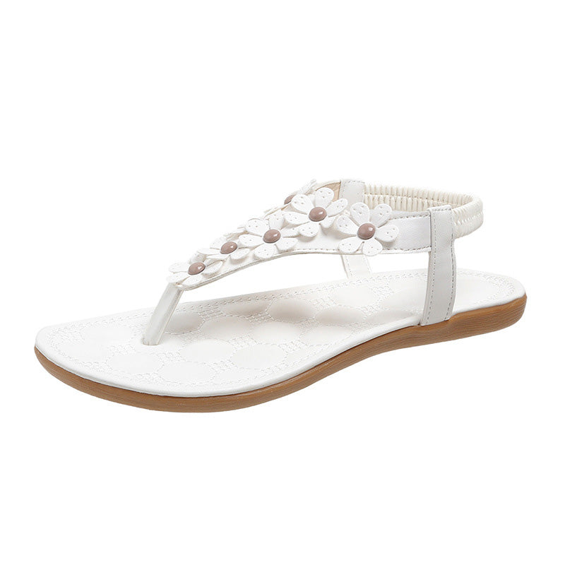 Deichma Sandalen Damen | Weiße bequeme 3D-Blumensandalen