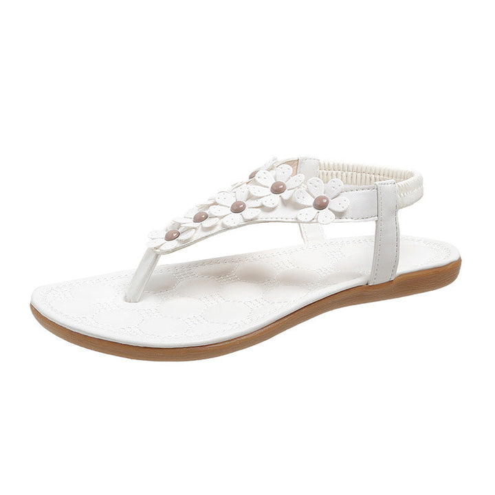 Deichma Sandalen Damen | Weiße bequeme 3D-Blumensandalen