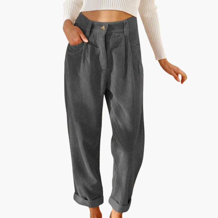 Flared Cordhose für den Herbst - Stilvolle 3/4 broek mit hoher Taille für Damen