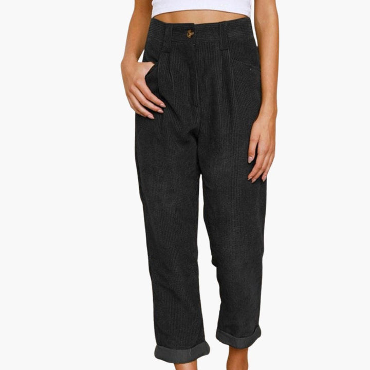 Flared Cordhose für den Herbst - Stilvolle 3/4 broek mit hoher Taille für Damen