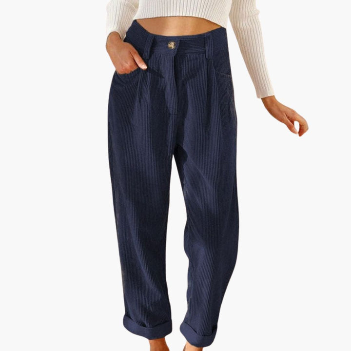 Flared Cordhose für den Herbst - Stilvolle 3/4 broek mit hoher Taille für Damen