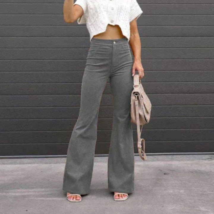 Flared Cordhose für den Herbst - Elegante Palazzohose mit hoher Taille für Damen