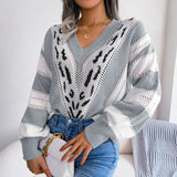 Mika Sweater | Eleganter Leoparden-Pullover für Damen mit V-Ausschnitt