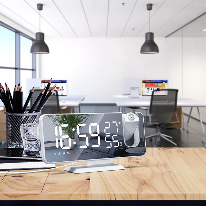 Digitaler Wecker LED Projektor Radio USB - Projektionswecker Temperatur Luftfeuchtigkeit Herbst