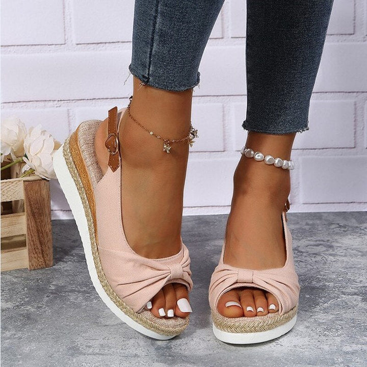 Sandaletten für Damen - Bequeme Plateau Sandalen mit Fußbett für Sommer