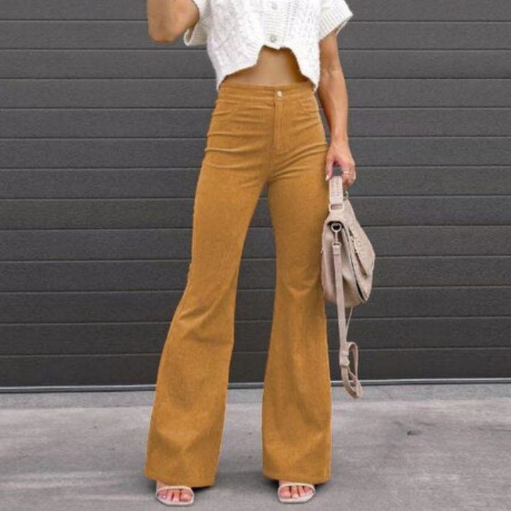 Flared Cordhose für den Herbst - Elegante Palazzohose mit hoher Taille für Damen