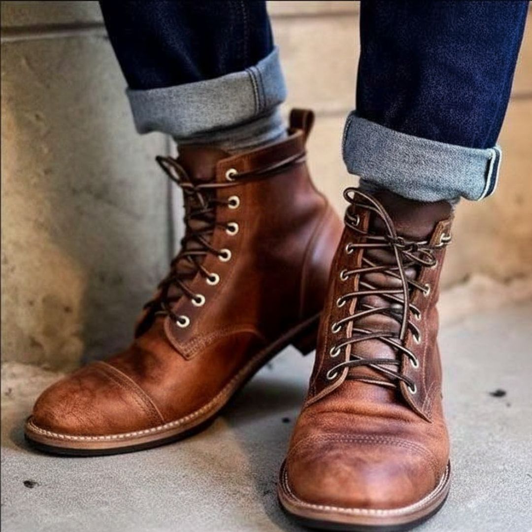 Retro Stiefel für den Herbst - Stilvolle Wasserdichte Schnürstiefel für Herren