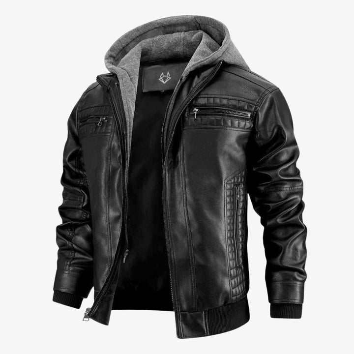 Lederjacke für Herren - Premium Winter Lederjacke mit Kapuze