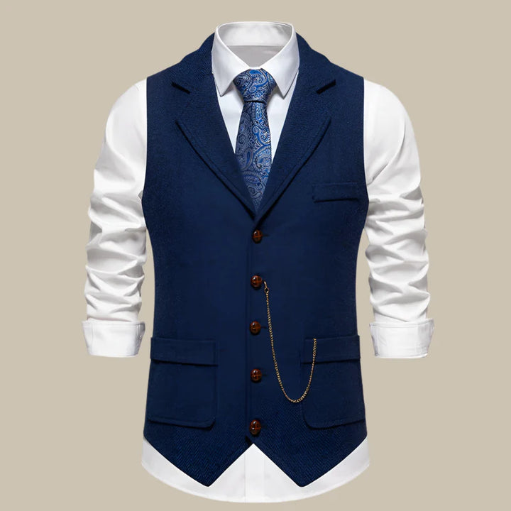 Trachtenweste für den Herbst - Retro Tweed-Gilet mit Taschen für Herren