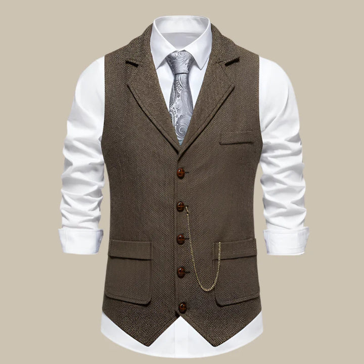 Trachtenweste für den Herbst - Retro Tweed-Gilet mit Taschen für Herren