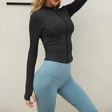 Loscana Yoga Jacke | Elegante sportliche Damenstrickjacke mit Reißverschluss