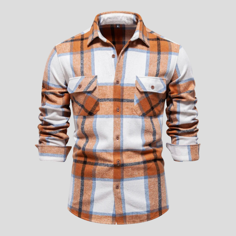 Lucian Casual Shirt | Modernes kariertes Herrenhemd mit Doppeltaschen