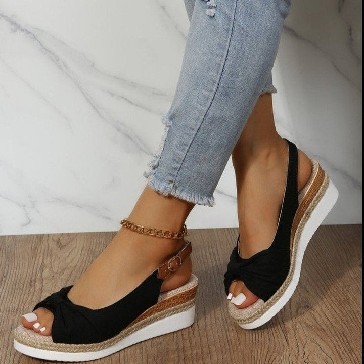 Sandaletten für Damen - Bequeme Plateau Sandalen mit Fußbett für Sommer