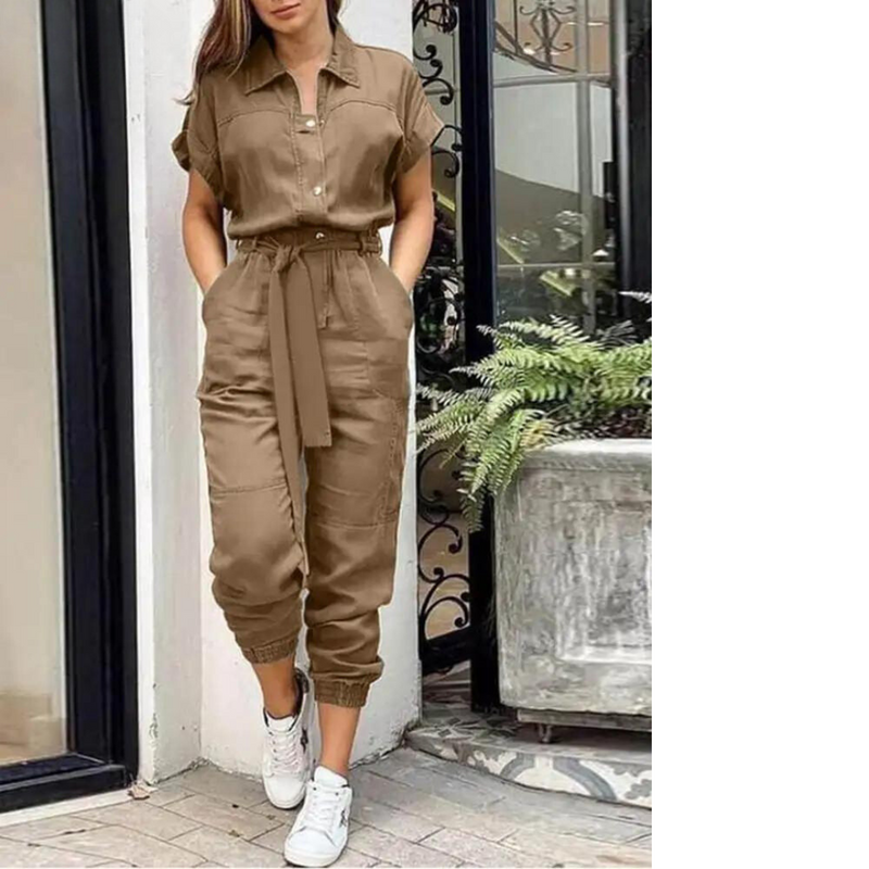 Raina Stilvoller Jumpsuit | Sommerlicher Cargo-Jumpsuit mit kurzen Ärmeln