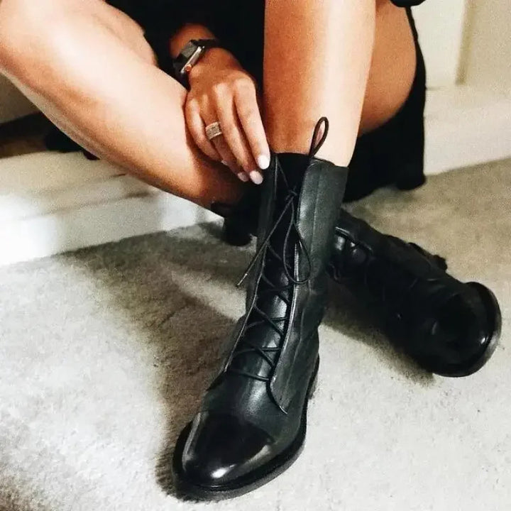 Stiefel für Damen - Vintage Stiefel mit Absatz für Sommer