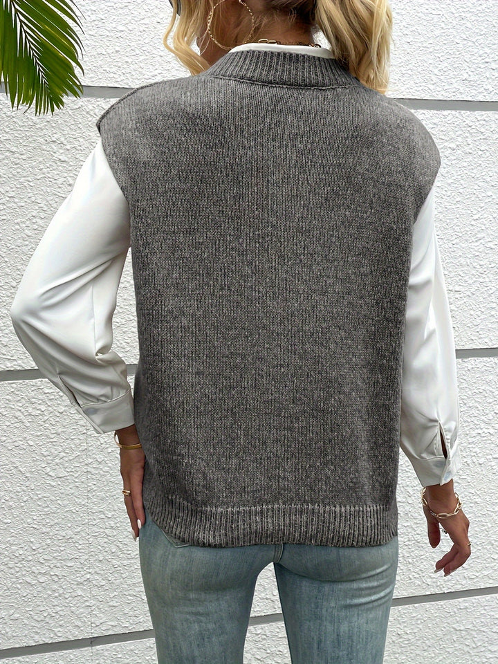 Naomi Pullunder | Luxuriöser ärmelloser Pullover mit V-Ausschnitt für Damen
