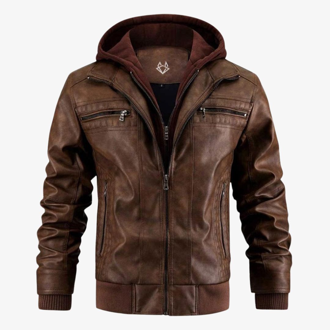 Lederjacke für Herren - Premium Winter Lederjacke mit Kapuze