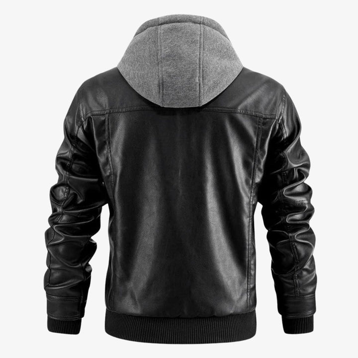 Lederjacke für Herren - Premium Winter Lederjacke mit Kapuze