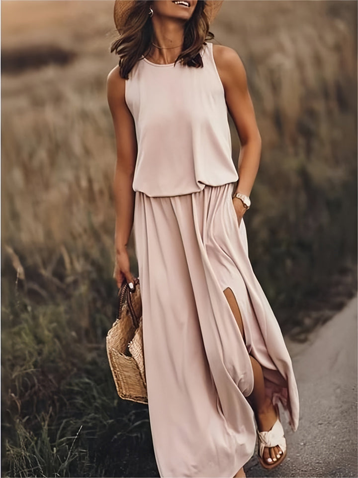 Sommerkleid für Damen - Elegantes Ärmellos Maxikleid mit Seitenschlitz
