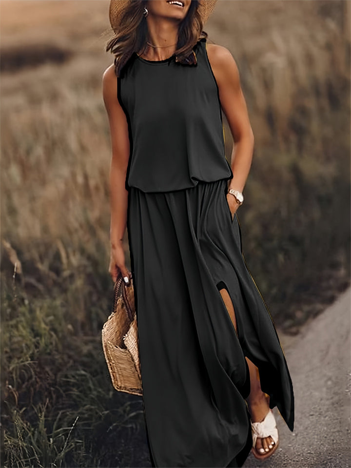 Sommerkleid für Damen - Elegantes Ärmellos Maxikleid mit Seitenschlitz