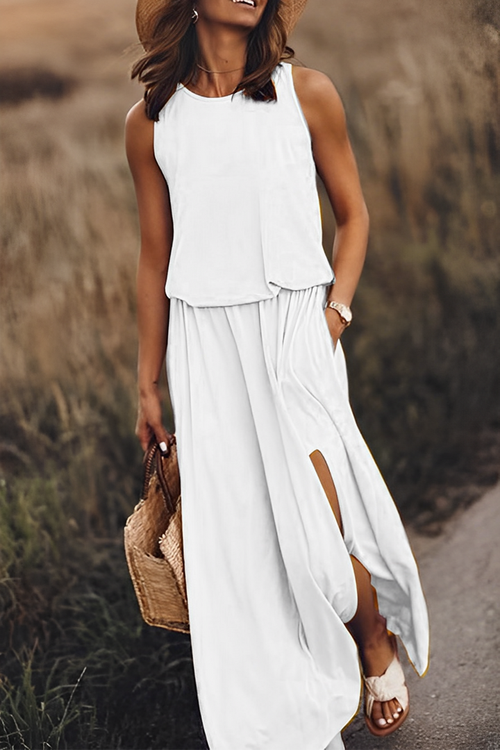 Layla Casual-Kleid | Modernes ärmelloses Kleid mit Ausschnitt