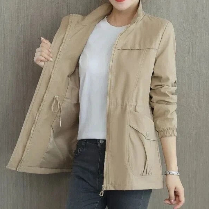 Regenjacke für den Herbst - Wasserdichte Übergansjacke mit Stehkragen für Damen
