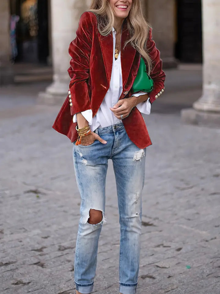 Blazer für Damen - Elegante Samt-Übergangsjacke