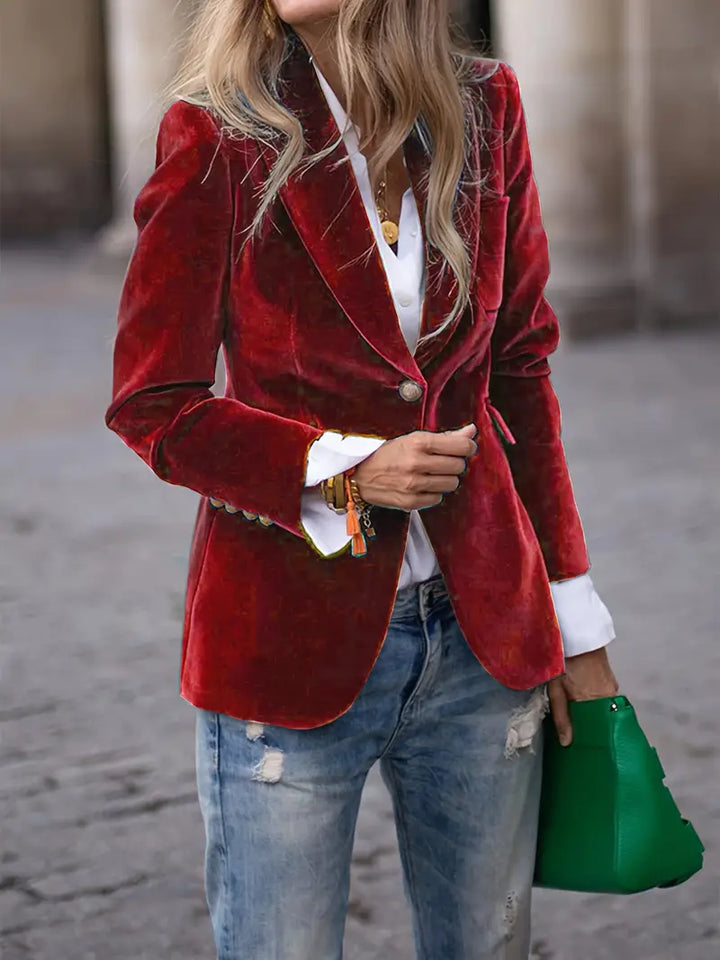 Blazer für Damen - Elegante Samt-Übergangsjacke