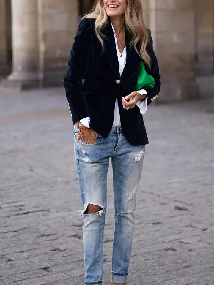 Blazer für Damen - Elegante Samt-Übergangsjacke
