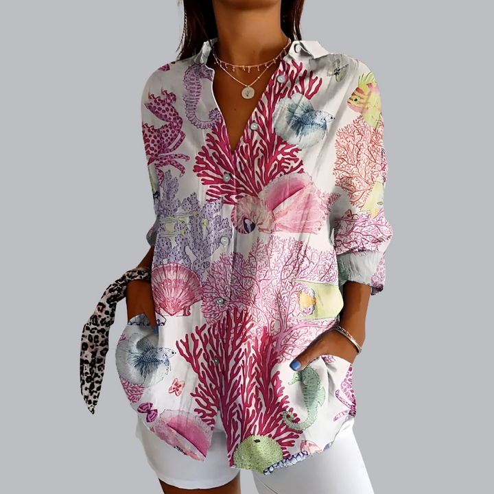 Tunika für Damen - Luftige Elegante Bluse mit Print für Sommer