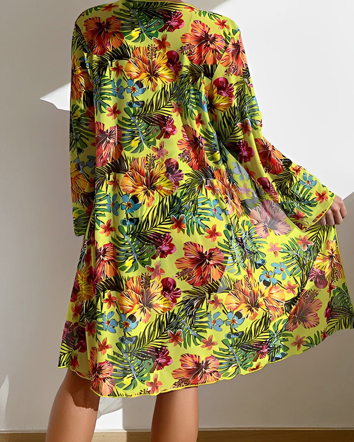 Bikini für Damen - Tropischer Bikini mit passendem Shirt für den Sommer