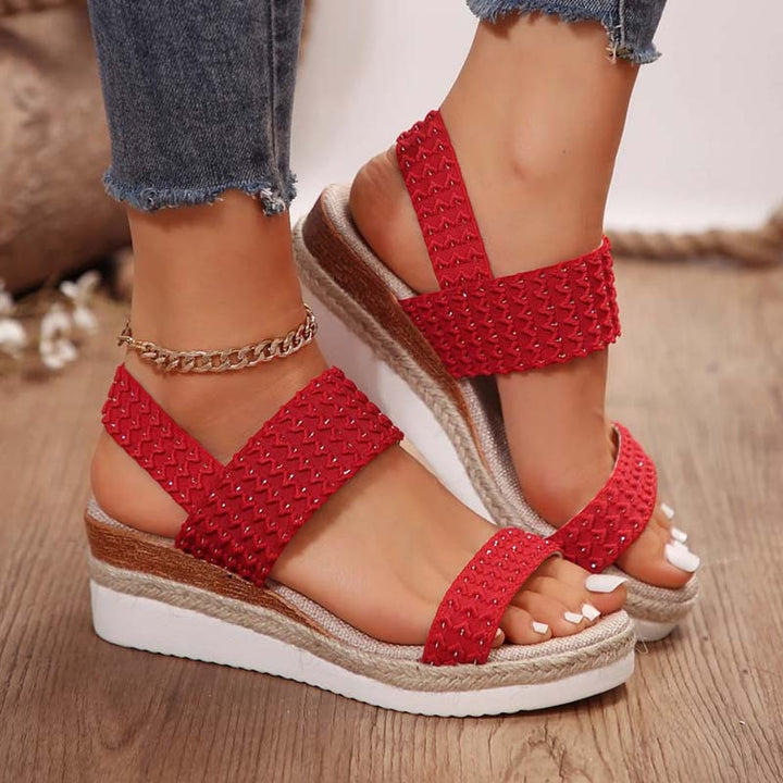 Sandaletten für Damen - Bequeme Plateau Sandalen mit Fußbett für Sommer