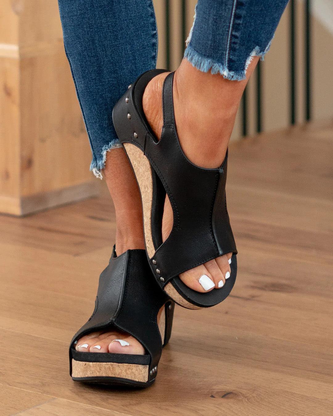 Keilsandaletten für Damen - Trendige Bequeme Sandalen mit Korksohle für Sommer
