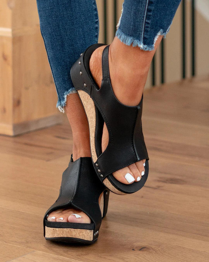 Keilsandaletten für Damen - Trendige Bequeme Sandalen mit Korksohle für Sommer